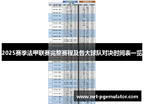 2025赛季法甲联赛完整赛程及各大球队对决时间表一览