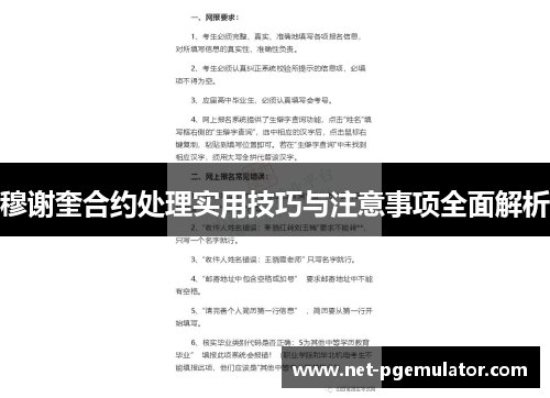 穆谢奎合约处理实用技巧与注意事项全面解析