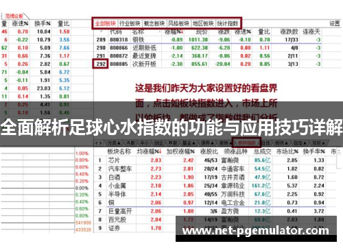全面解析足球心水指数的功能与应用技巧详解